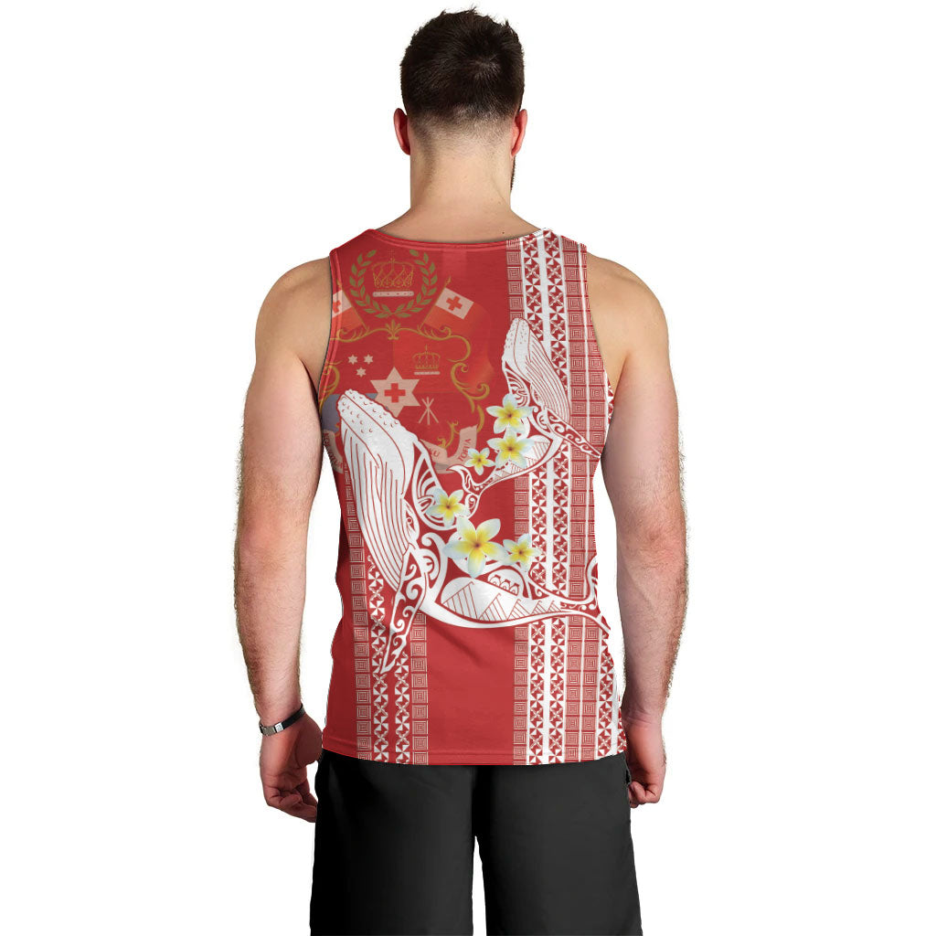 Swimming With Humpback Whales Season Tonga Men Tank Top Tongan Tofuaa Ngatu Pattern Red