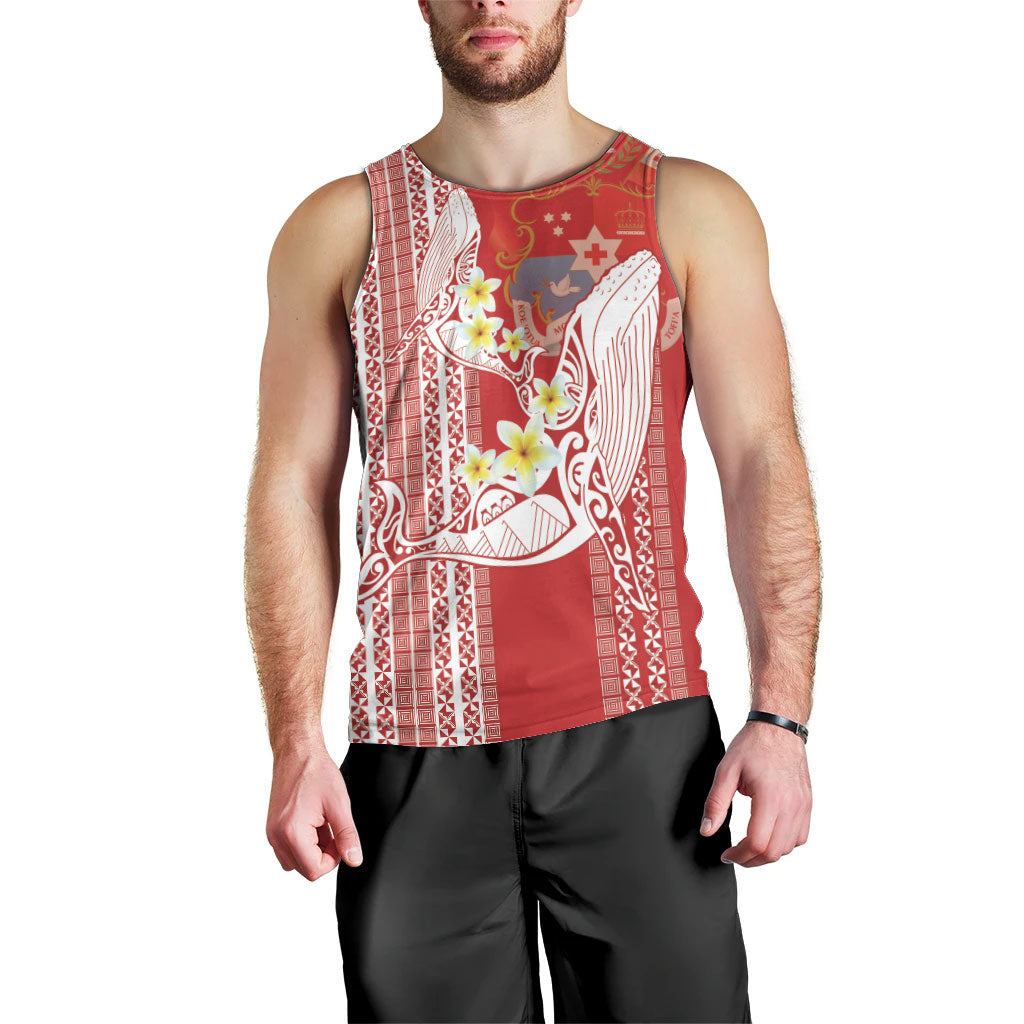 Swimming With Humpback Whales Season Tonga Men Tank Top Tongan Tofuaa Ngatu Pattern Red