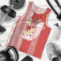 Swimming With Humpback Whales Season Tonga Men Tank Top Tongan Tofuaa Ngatu Pattern Red