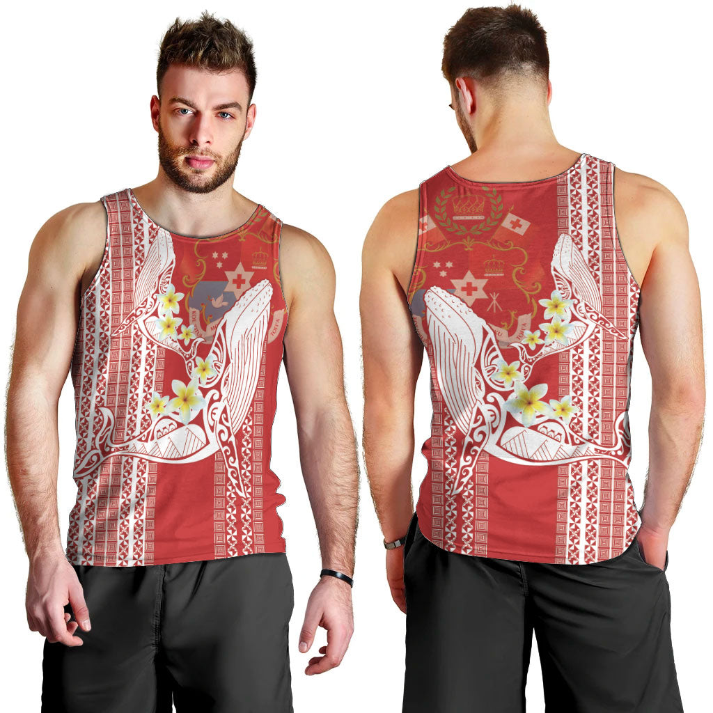 Swimming With Humpback Whales Season Tonga Men Tank Top Tongan Tofuaa Ngatu Pattern Red