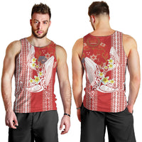 Swimming With Humpback Whales Season Tonga Men Tank Top Tongan Tofuaa Ngatu Pattern Red