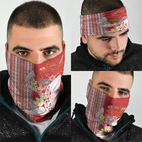 Swimming With Humpback Whales Season Tonga Neck Gaiter Tongan Tofuaa Ngatu Pattern Red
