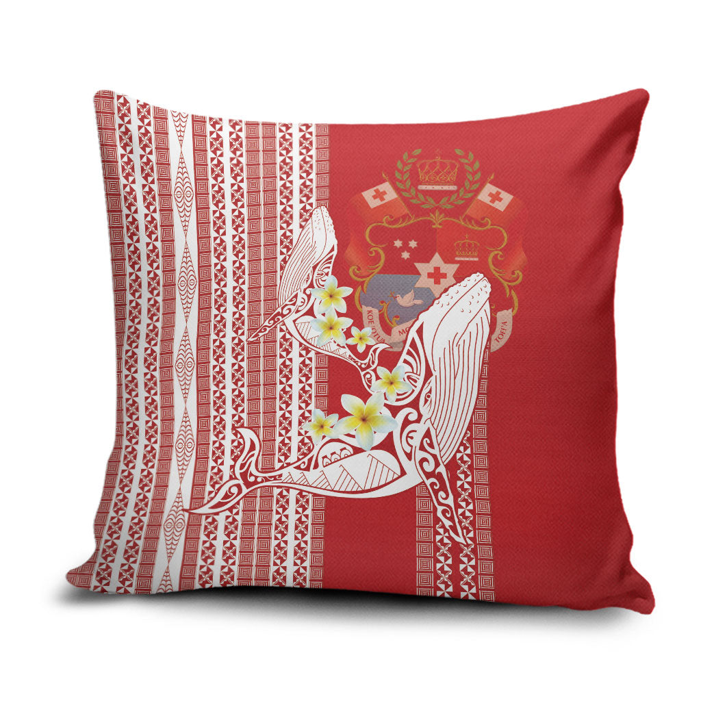 Swimming With Humpback Whales Season Tonga Pillow Cover Tongan Tofuaa Ngatu Pattern Red