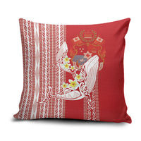 Swimming With Humpback Whales Season Tonga Pillow Cover Tongan Tofuaa Ngatu Pattern Red