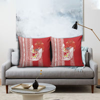 Swimming With Humpback Whales Season Tonga Pillow Cover Tongan Tofuaa Ngatu Pattern Red