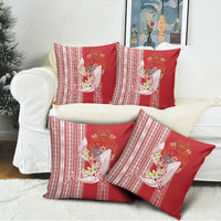 Swimming With Humpback Whales Season Tonga Pillow Cover Tongan Tofuaa Ngatu Pattern Red