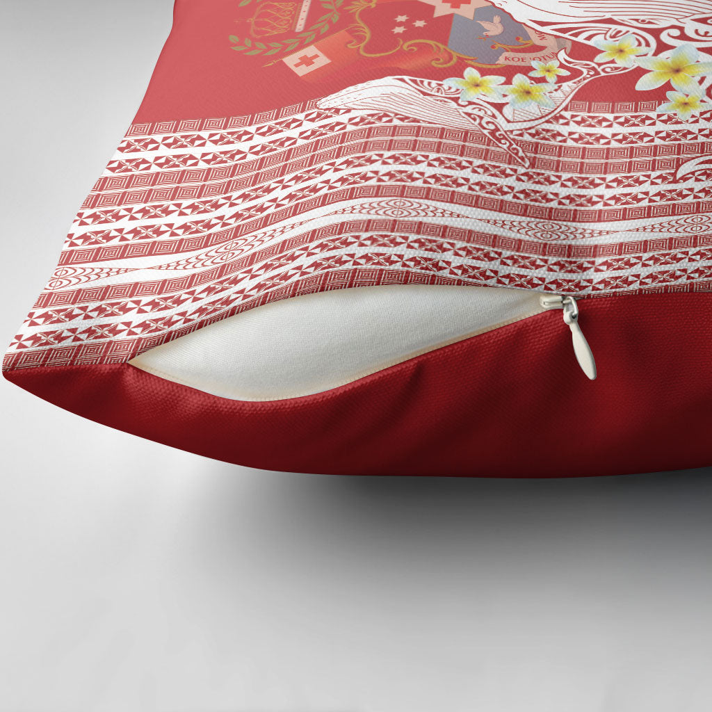 Swimming With Humpback Whales Season Tonga Pillow Cover Tongan Tofuaa Ngatu Pattern Red