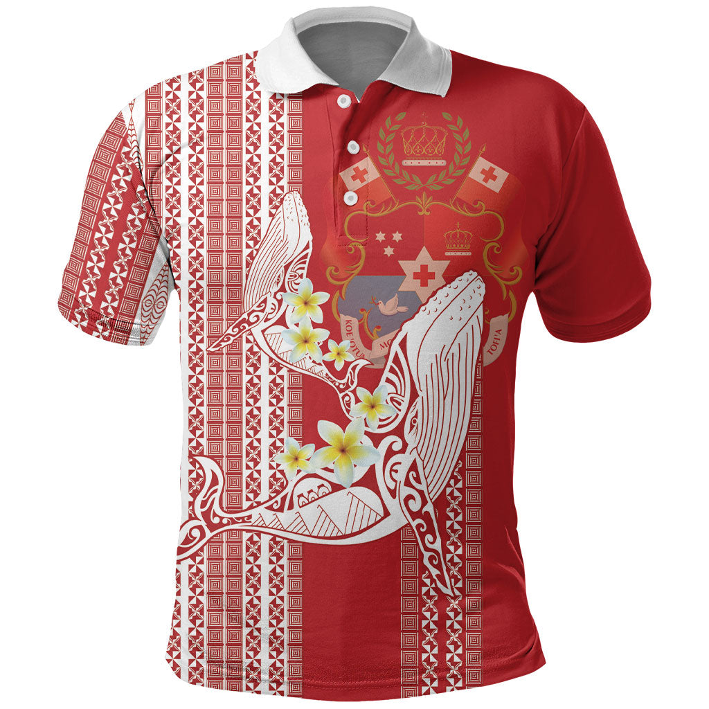 Swimming With Humpback Whales Season Tonga Polo Shirt Tongan Tofuaa Ngatu Pattern Red