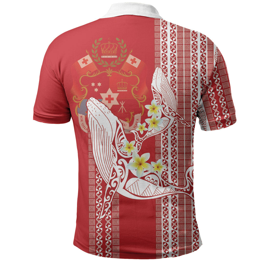 Swimming With Humpback Whales Season Tonga Polo Shirt Tongan Tofuaa Ngatu Pattern Red