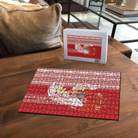 Swimming With Humpback Whales Season Tonga Puzzle Tongan Tofuaa Ngatu Pattern Red