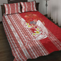 Swimming With Humpback Whales Season Tonga Quilt Bed Set Tongan Tofuaa Ngatu Pattern Red