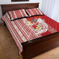 Swimming With Humpback Whales Season Tonga Quilt Bed Set Tongan Tofuaa Ngatu Pattern Red