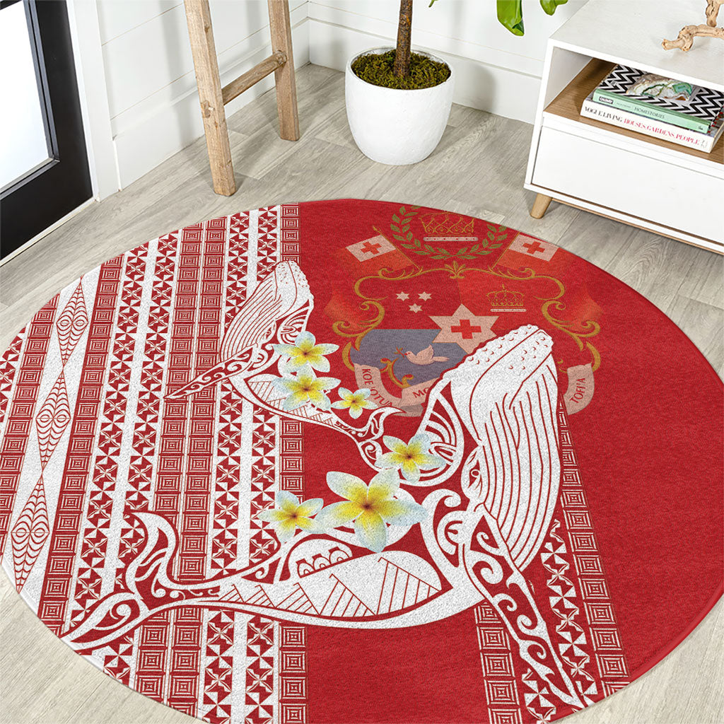 Swimming With Humpback Whales Season Tonga Round Carpet Tongan Tofuaa Ngatu Pattern Red