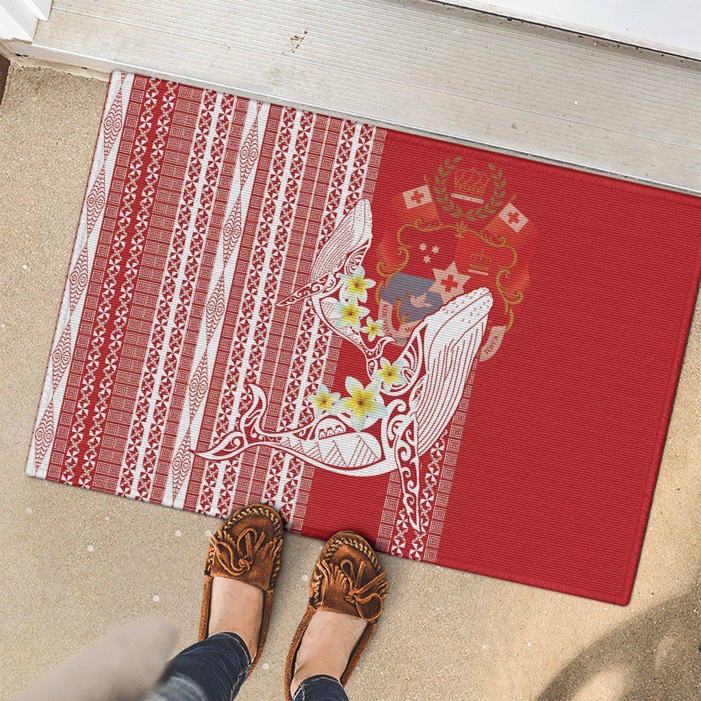 Swimming With Humpback Whales Season Tonga Rubber Doormat Tongan Tofuaa Ngatu Pattern Red