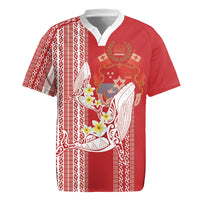 Swimming With Humpback Whales Season Tonga Rugby Jersey Tongan Tofuaa Ngatu Pattern Red