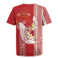 Swimming With Humpback Whales Season Tonga Rugby Jersey Tongan Tofuaa Ngatu Pattern Red