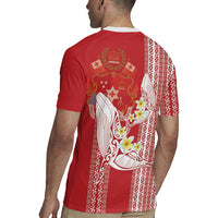 Swimming With Humpback Whales Season Tonga Rugby Jersey Tongan Tofuaa Ngatu Pattern Red