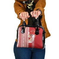 Swimming With Humpback Whales Season Tonga Shoulder Handbag Tongan Tofuaa Ngatu Pattern Red