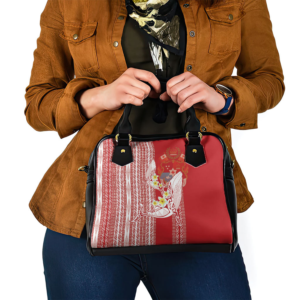 Swimming With Humpback Whales Season Tonga Shoulder Handbag Tongan Tofuaa Ngatu Pattern Red
