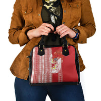 Swimming With Humpback Whales Season Tonga Shoulder Handbag Tongan Tofuaa Ngatu Pattern Red