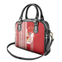 Swimming With Humpback Whales Season Tonga Shoulder Handbag Tongan Tofuaa Ngatu Pattern Red