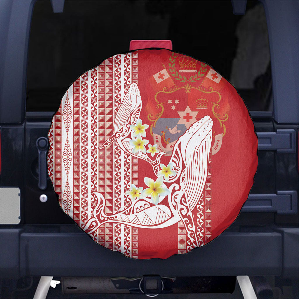 Swimming With Humpback Whales Season Tonga Spare Tire Cover Tongan Tofuaa Ngatu Pattern Red