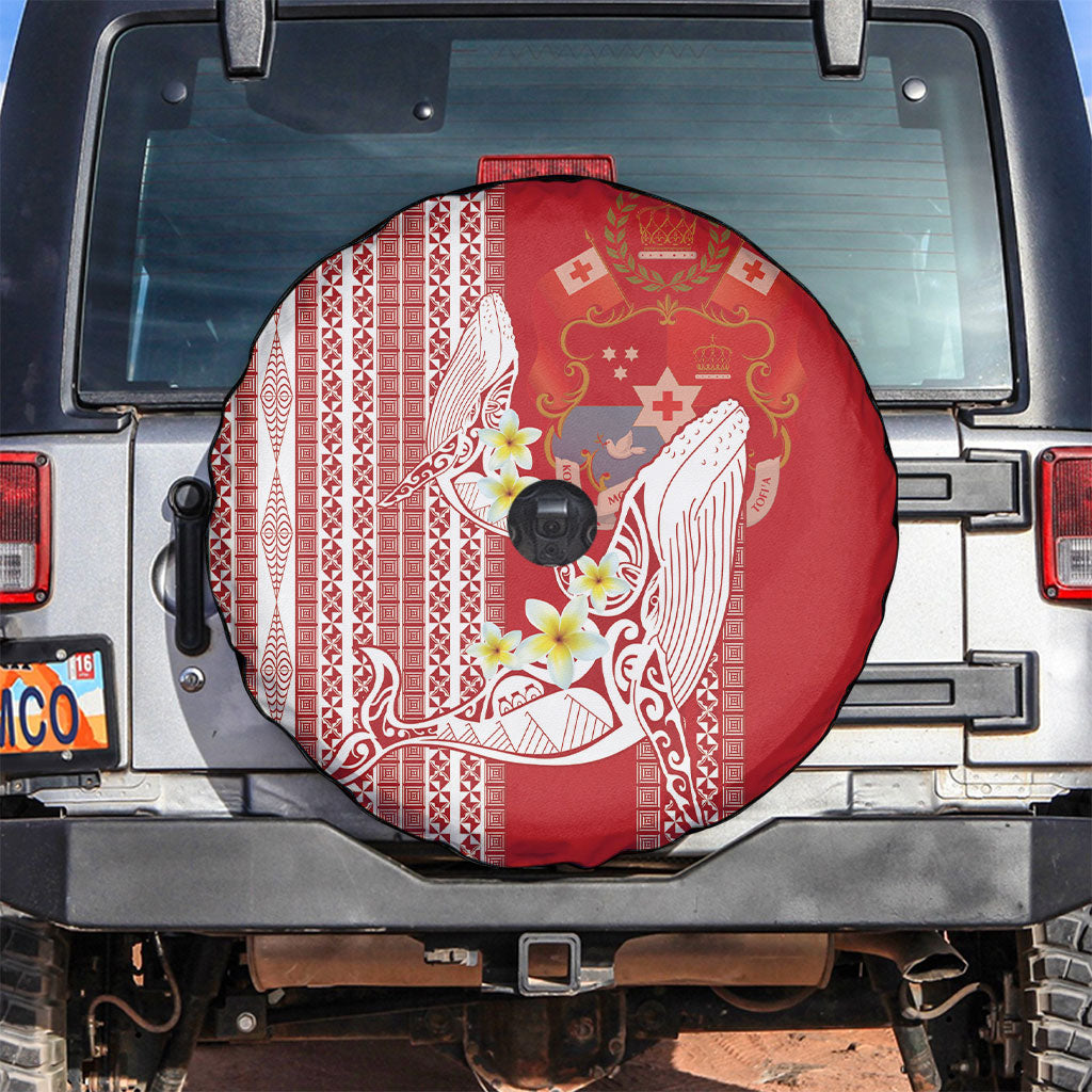 Swimming With Humpback Whales Season Tonga Spare Tire Cover Tongan Tofuaa Ngatu Pattern Red