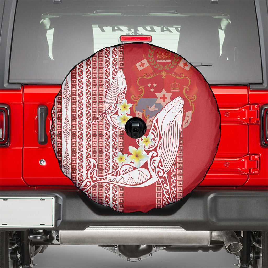 Swimming With Humpback Whales Season Tonga Spare Tire Cover Tongan Tofuaa Ngatu Pattern Red