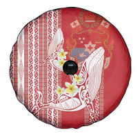 Swimming With Humpback Whales Season Tonga Spare Tire Cover Tongan Tofuaa Ngatu Pattern Red