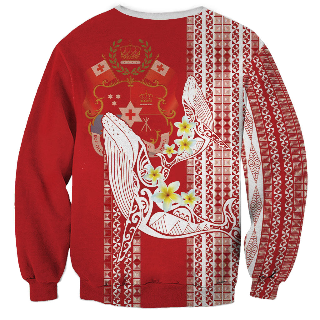 Swimming With Humpback Whales Season Tonga Sweatshirt Tongan Tofuaa Ngatu Pattern Red