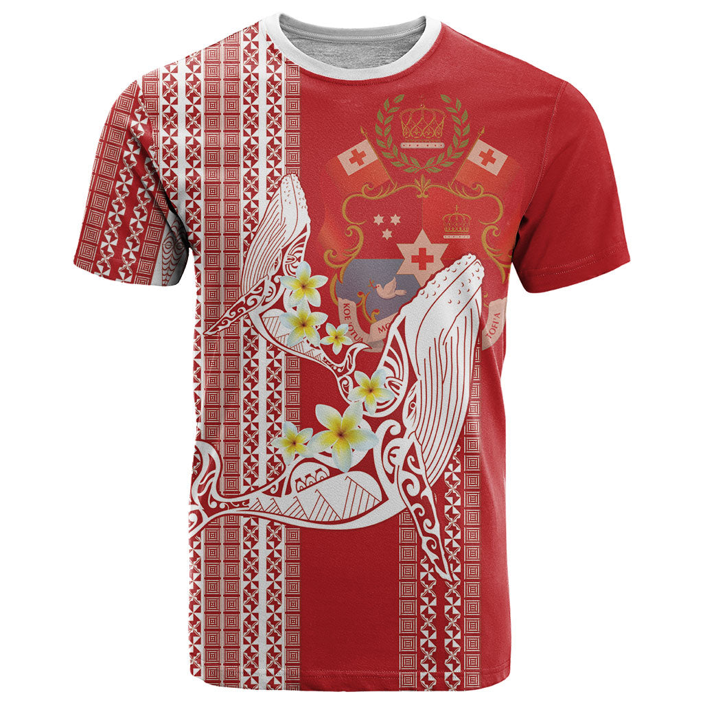 Swimming With Humpback Whales Season Tonga T Shirt Tongan Tofuaa Ngatu Pattern Red