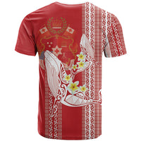Swimming With Humpback Whales Season Tonga T Shirt Tongan Tofuaa Ngatu Pattern Red