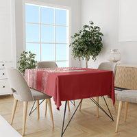 Swimming With Humpback Whales Season Tonga Tablecloth Tongan Tofuaa Ngatu Pattern Red