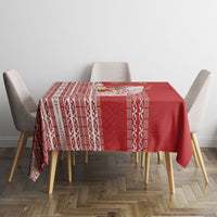 Swimming With Humpback Whales Season Tonga Tablecloth Tongan Tofuaa Ngatu Pattern Red