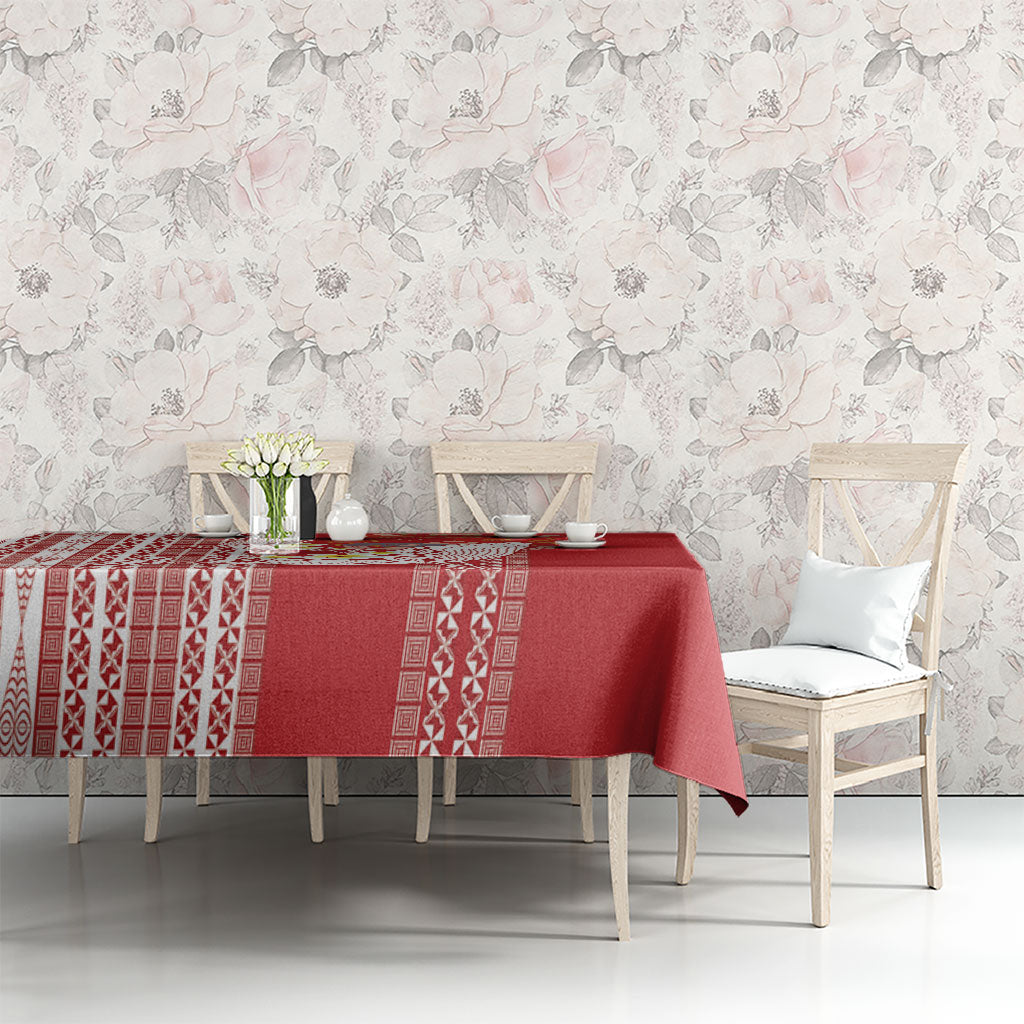 Swimming With Humpback Whales Season Tonga Tablecloth Tongan Tofuaa Ngatu Pattern Red