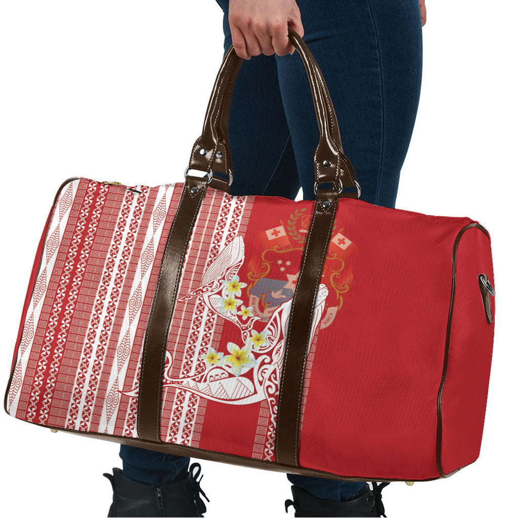 Swimming With Humpback Whales Season Tonga Travel Bag Tongan Tofuaa Ngatu Pattern Red
