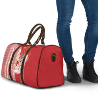 Swimming With Humpback Whales Season Tonga Travel Bag Tongan Tofuaa Ngatu Pattern Red