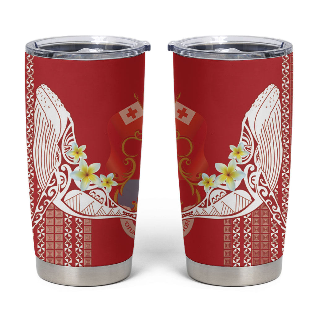 Swimming With Humpback Whales Season Tonga Tumbler Cup Tongan Tofuaa Ngatu Pattern Red