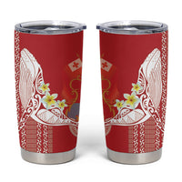 Swimming With Humpback Whales Season Tonga Tumbler Cup Tongan Tofuaa Ngatu Pattern Red