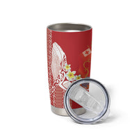 Swimming With Humpback Whales Season Tonga Tumbler Cup Tongan Tofuaa Ngatu Pattern Red