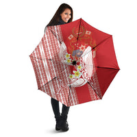 Swimming With Humpback Whales Season Tonga Umbrella Tongan Tofuaa Ngatu Pattern Red