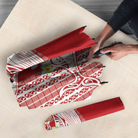 Swimming With Humpback Whales Season Tonga Umbrella Tongan Tofuaa Ngatu Pattern Red