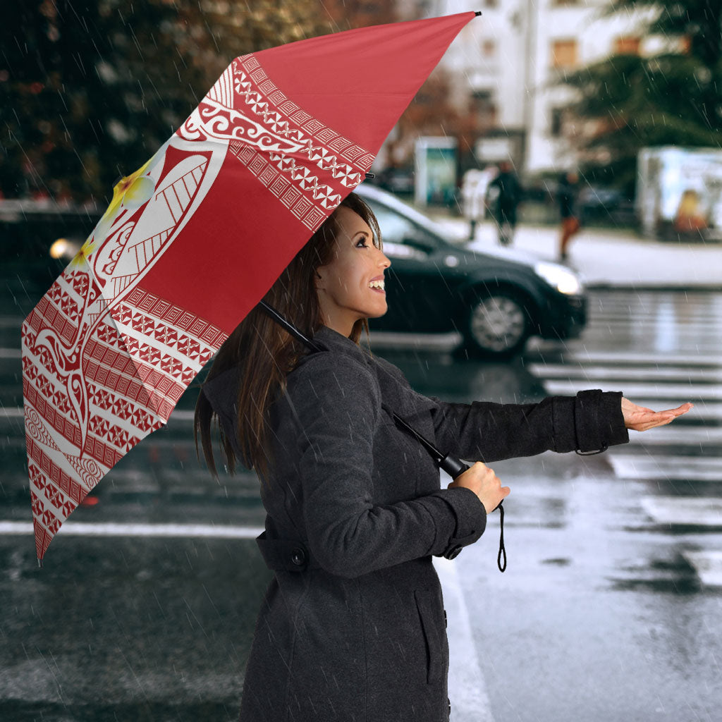 Swimming With Humpback Whales Season Tonga Umbrella Tongan Tofuaa Ngatu Pattern Red