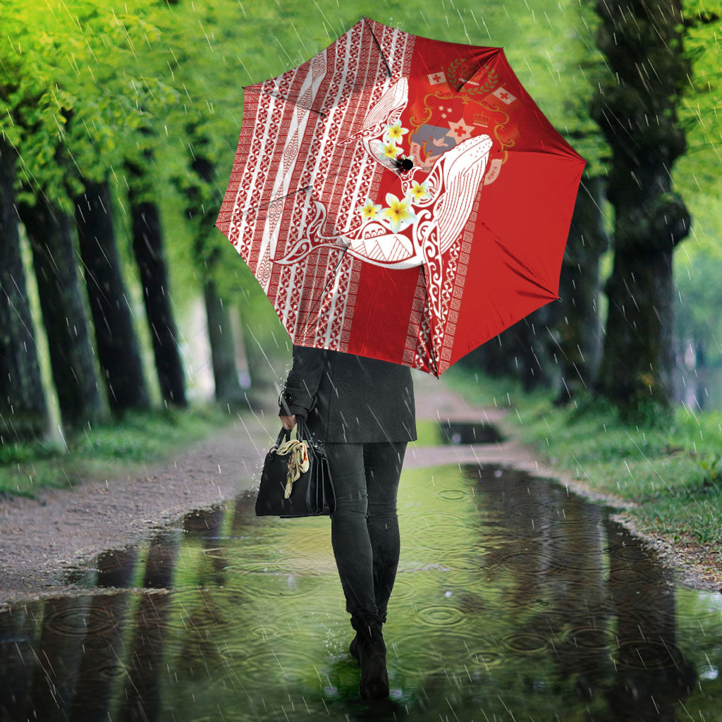 Swimming With Humpback Whales Season Tonga Umbrella Tongan Tofuaa Ngatu Pattern Red