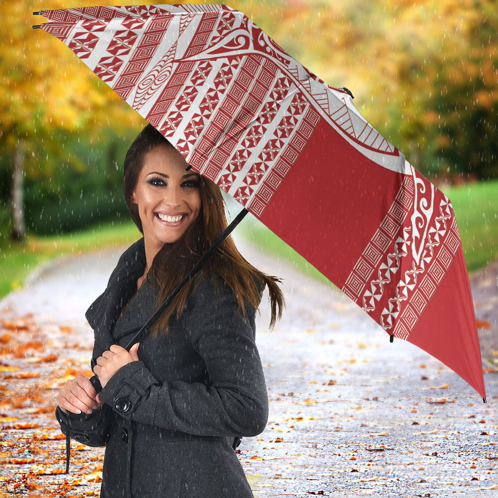 Swimming With Humpback Whales Season Tonga Umbrella Tongan Tofuaa Ngatu Pattern Red