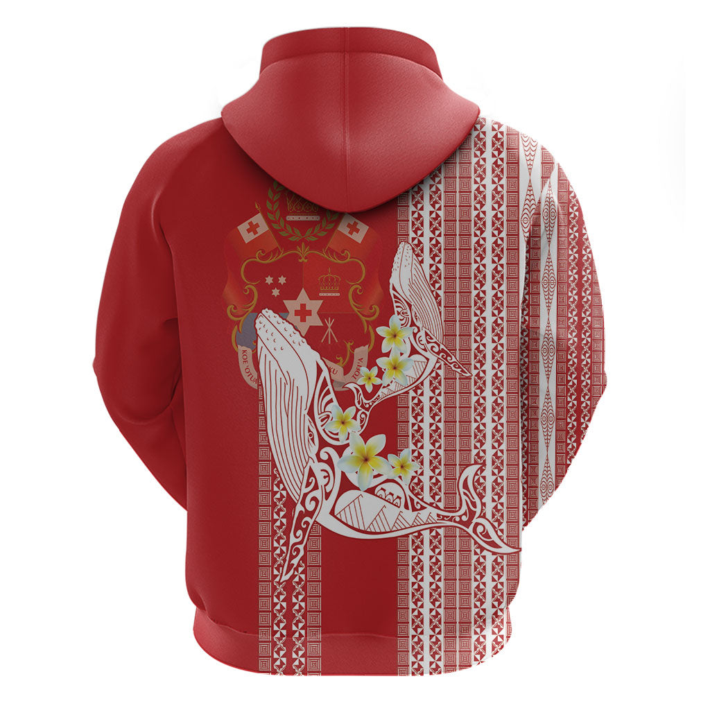 Swimming With Humpback Whales Season Tonga Zip Hoodie Tongan Tofuaa Ngatu Pattern Red