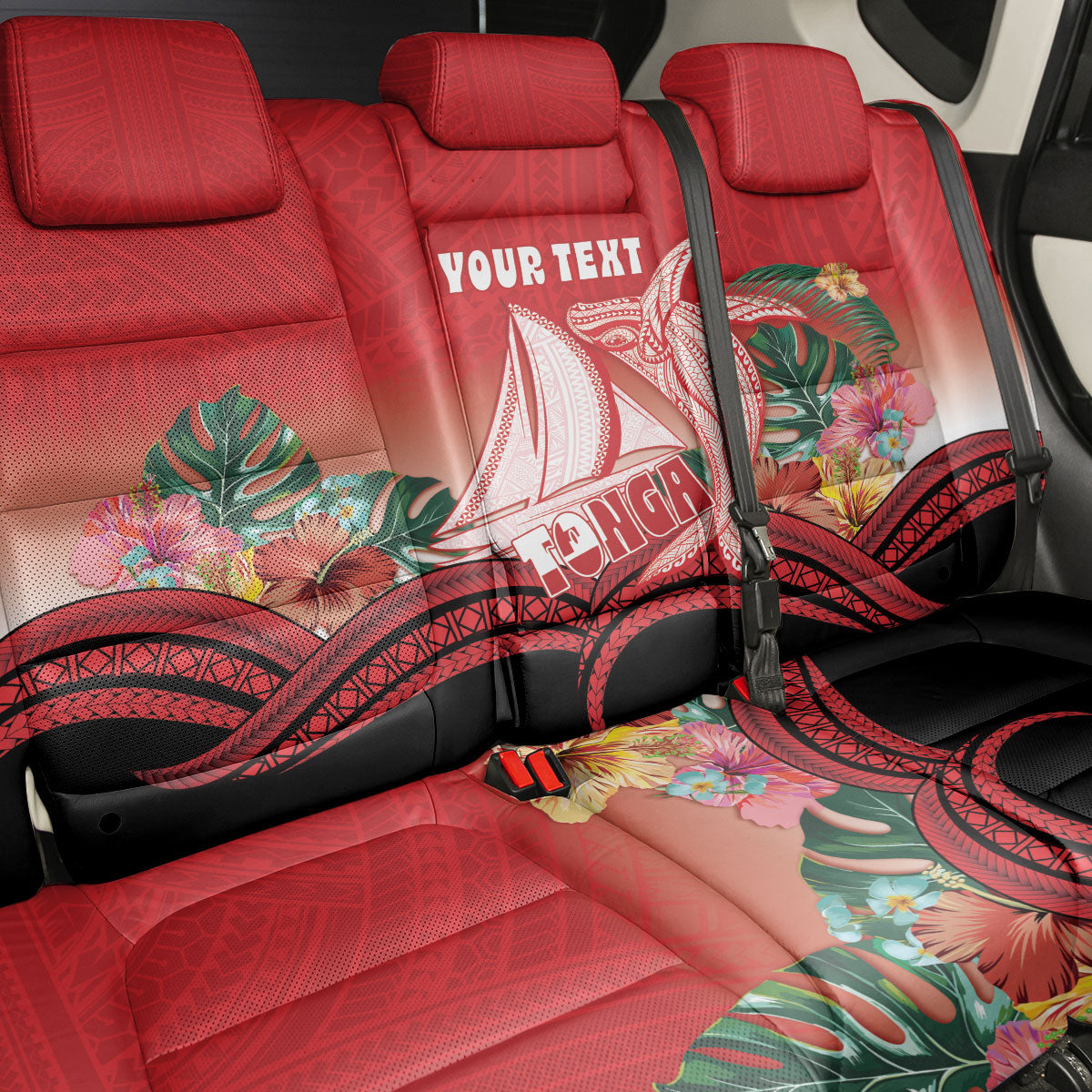 Vavau Sailing Festival Tonga Personalised Back Car Seat Cover Humpback Whale Sailboat Tropical Vibes