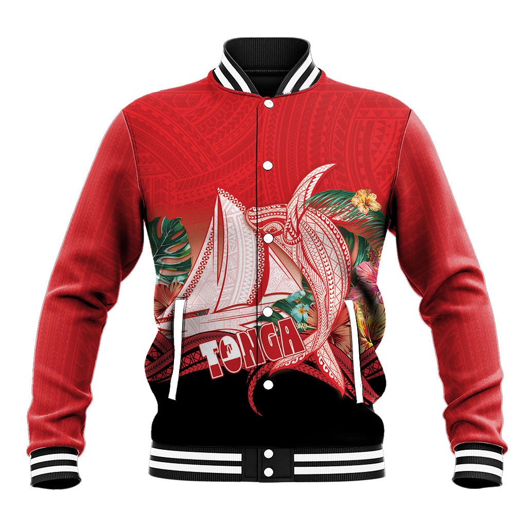 Vavau Sailing Festival Tonga Personalised Baseball Jacket Humpback Whale Sailboat Tropical Vibes