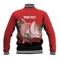 Vavau Sailing Festival Tonga Personalised Baseball Jacket Humpback Whale Sailboat Tropical Vibes