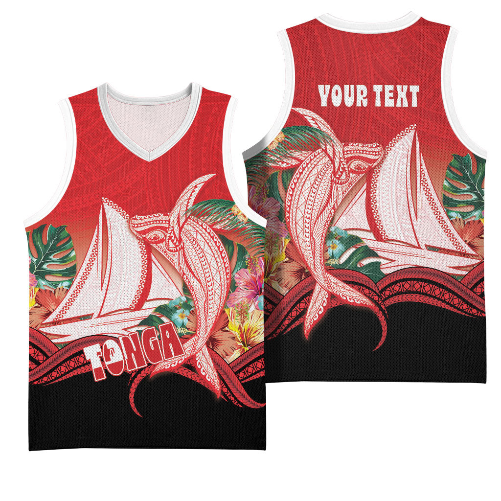 Vavau Sailing Festival Tonga Personalised Basketball Jersey Humpback Whale Sailboat Tropical Vibes